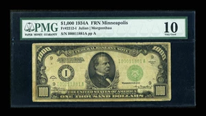 image for: Fr. 2212-I $1000 1934A Federal Reserve Note. PMG Very Good 10....