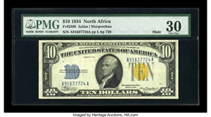 image for: Fr. 2308 $10 1934 North Africa Silver Certificate. PMG Very Fine 30....