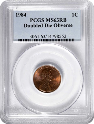 image for: 1984 Lincoln Cent. Doubled Die Obverse. MS-63 RB (PCGS).