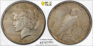 image for: 1934-D Peace Silver Dollar. VAM-4. Top 50 Variety. Doubled Die Obverse, Small D. AU-55 (PCGS).