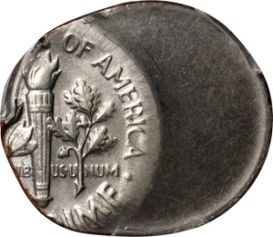 image for: 1970-D Roosevelt Dime--Struck 50% Off Center--MS-62 (PCGS).