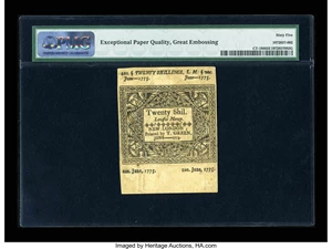image for: Connecticut June 1, 1775 20s PMG Gem Uncirculated 65 EPQ....