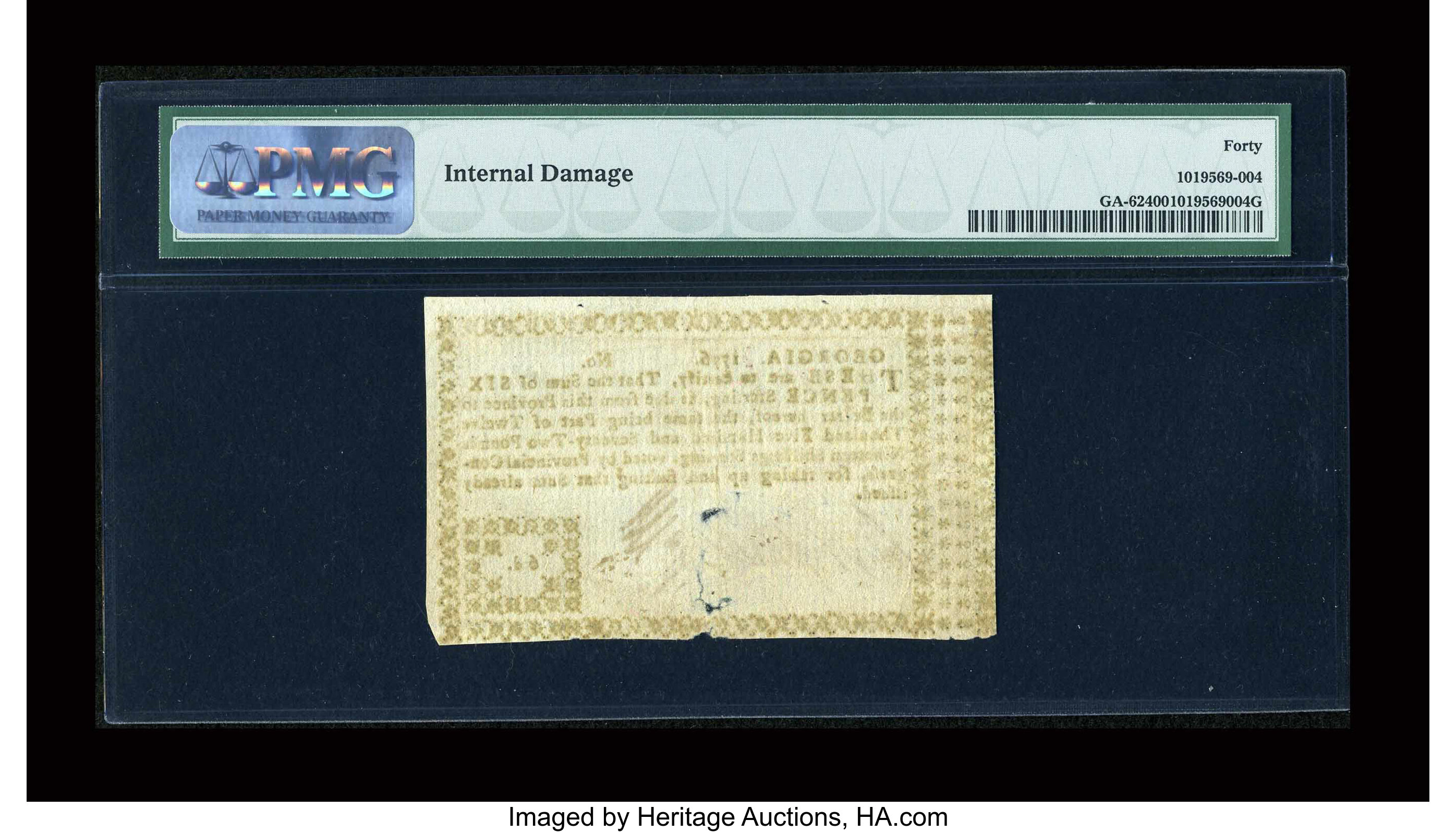 image for: Georgia 1776 6d PMG Extremely Fine 40....