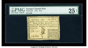 image for: Georgia 1776 $1/4 PMG Very Fine 25 NET....