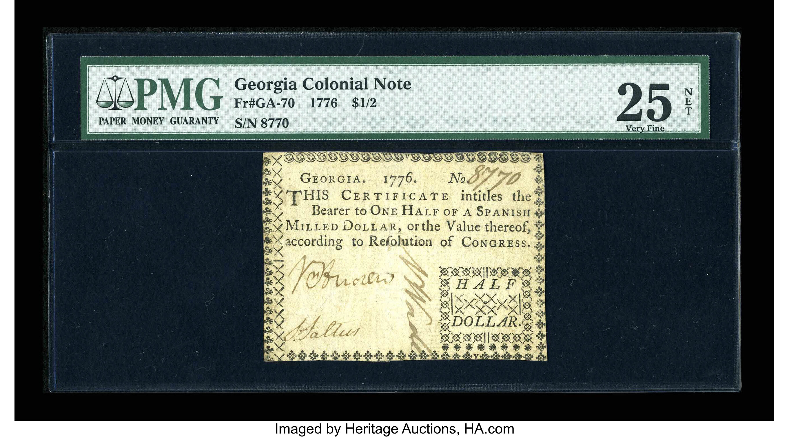 image for: Georgia 1776 $1/2 PMG Very Fine 25 NET....