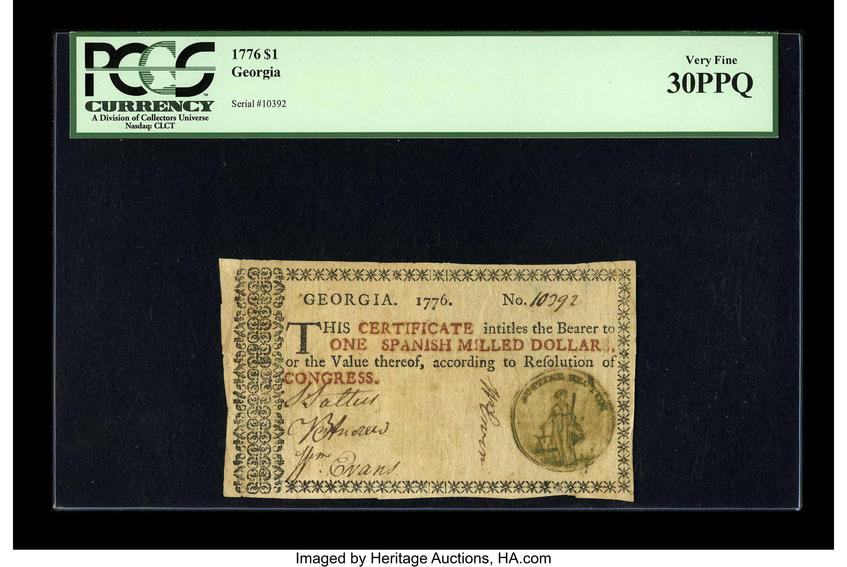 image for: Georgia 1776 $1 PCGS Very Fine 30PPQ....