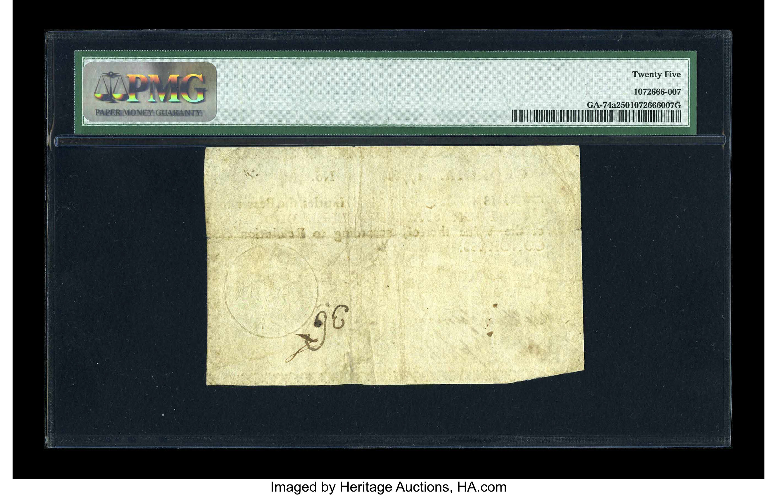 image for: Georgia 1776 $4 Blue Caduceus PMG Very Fine 25....