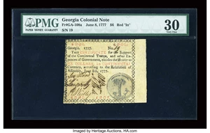 image for: Georgia June 8, 1777 $6 PMG Very Fine 30....