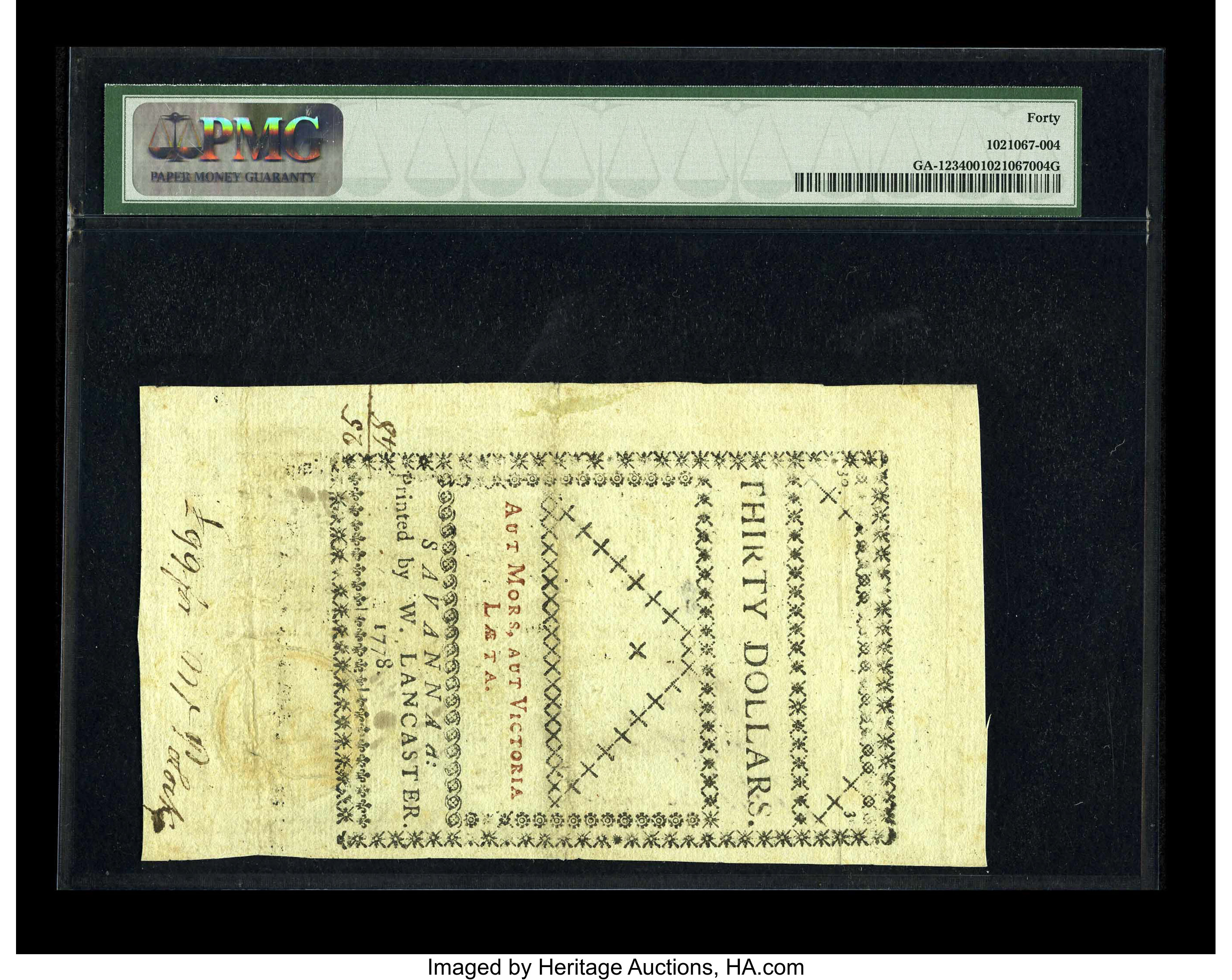 image for: Georgia May 4, 1778 $30 PMG Extremely Fine 40....