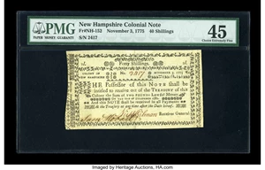 image for: New Hampshire November 3, 1775 40s PMG Choice Extremely Fine 45....