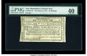 image for: New Hampshire November 3, 1775 40s PMG Extremely Fine 40....
