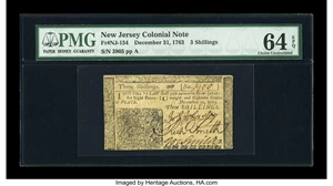 image for: New Jersey December 31, 1763 3s PMG Choice Uncirculated 64 EPQ....