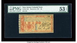 image for: New Jersey March 25, 1776 £6 PMG About Uncirculated 53 EPQ....