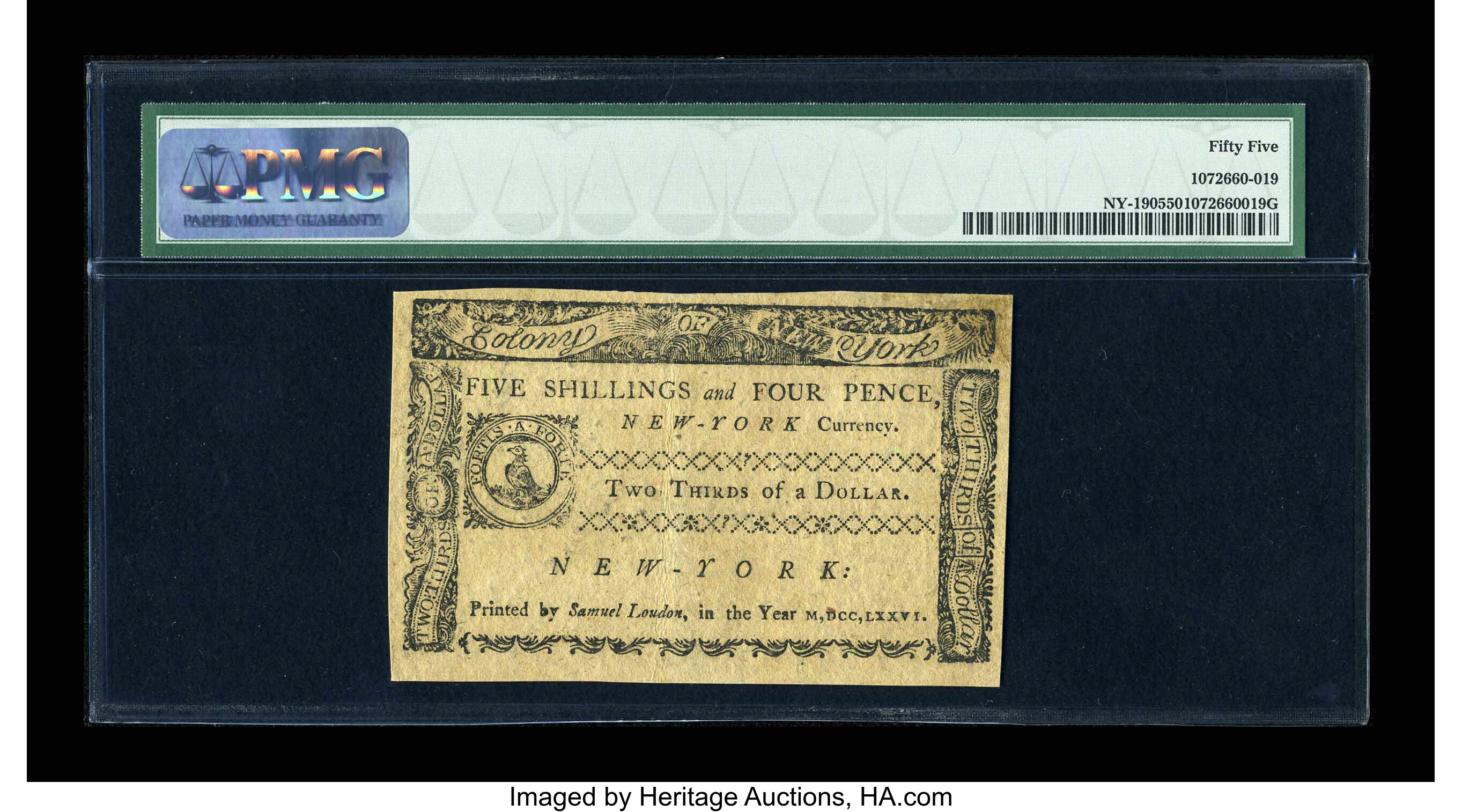 image for: New York March 5, 1776 $2/3 PMG About Uncirculated 55....