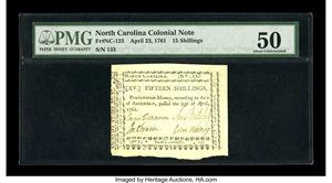 image for: North Carolina April 23, 1761 15s PMG About Uncirculated 50....