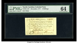 image for: North Carolina December, 1771 5s PMG Choice Uncirculated 64....
