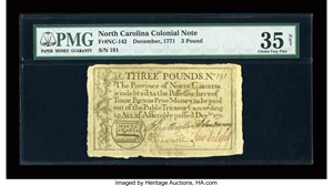 image for: North Carolina December, 1771 L3 PMG Choice Very Fine 35 Net....