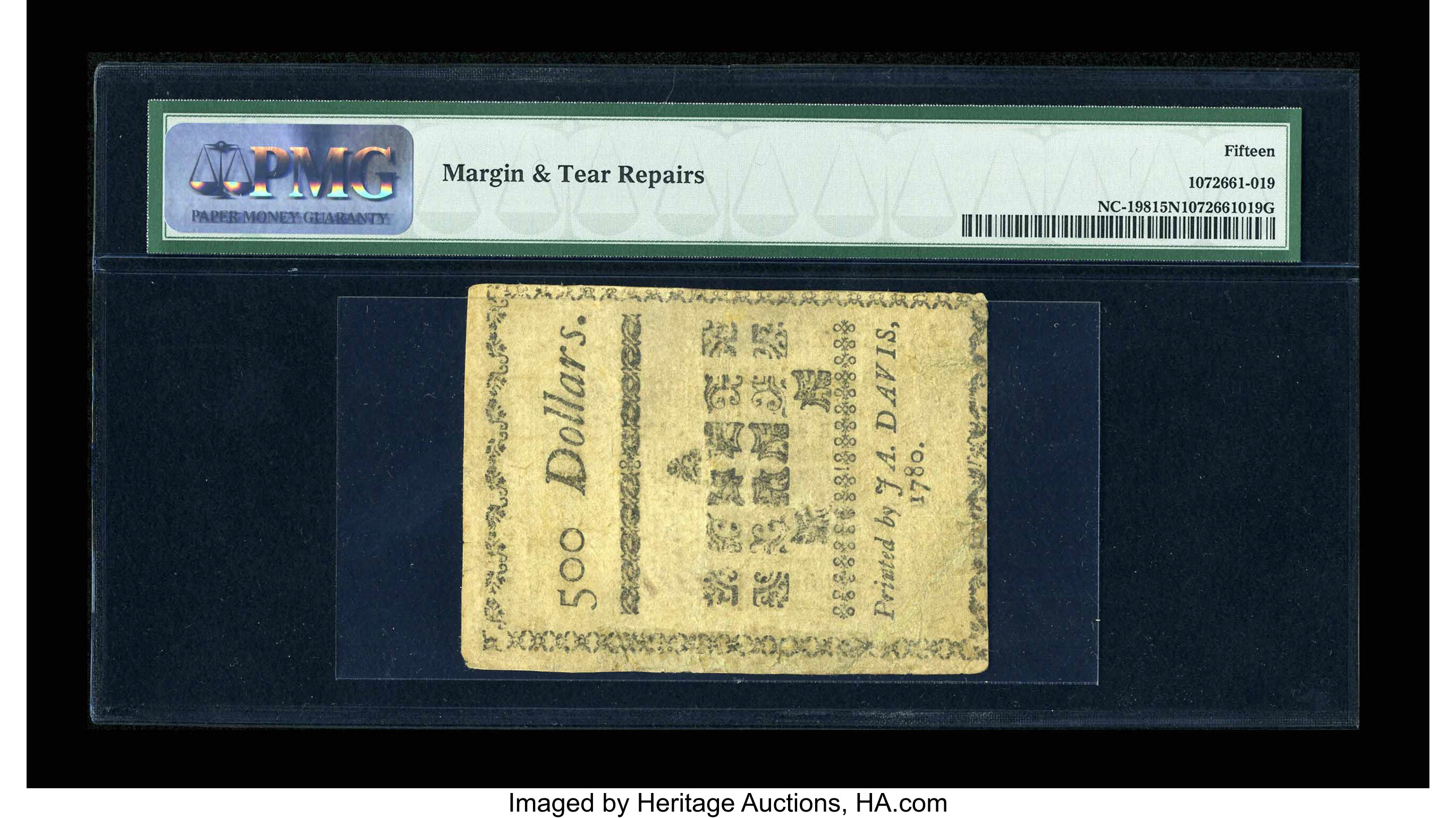 image for: North Carolina May 10, 1780 $500 PMG Choice Fine 15 Net....