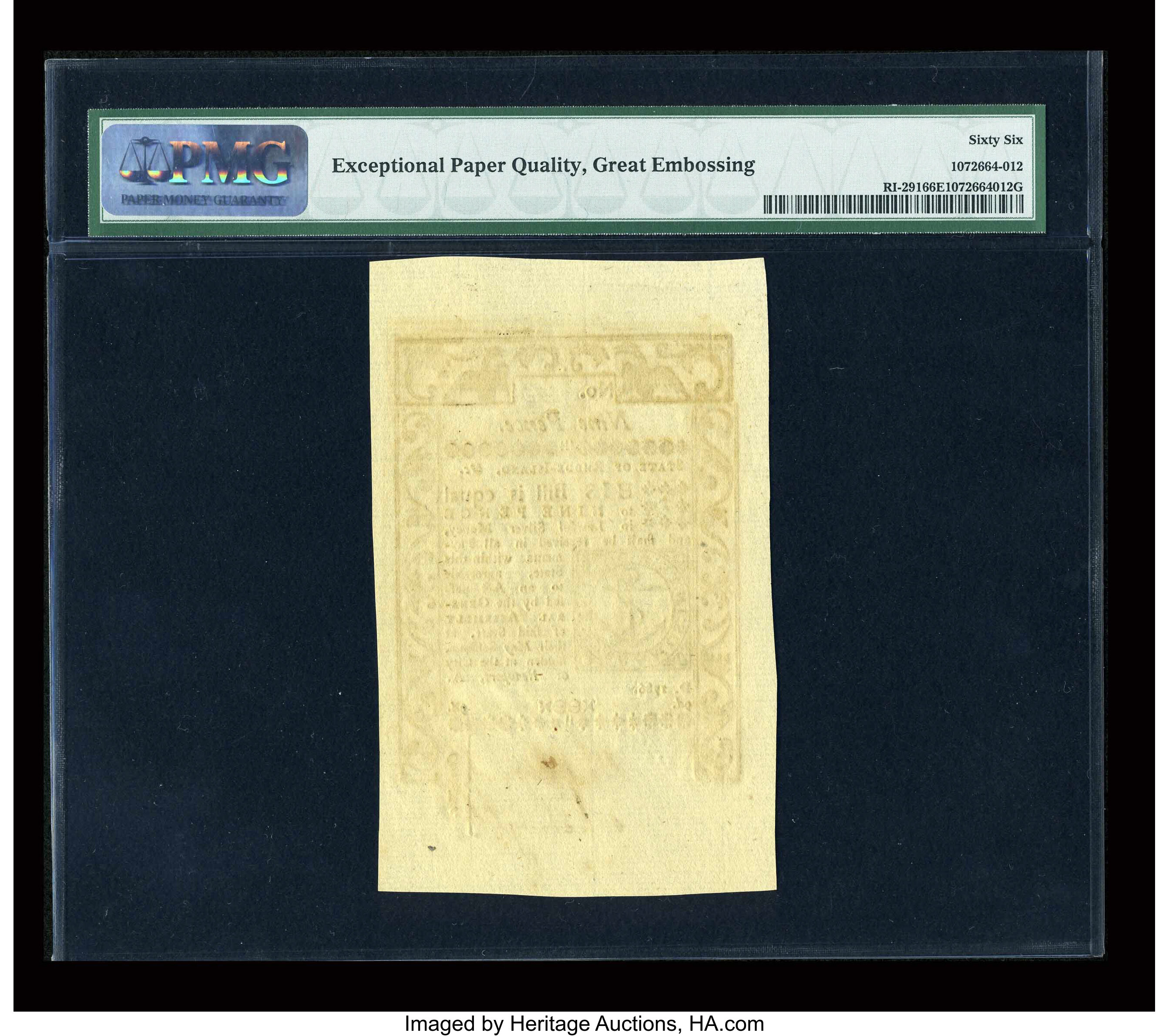 image for: Rhode Island May 1786 9d PMG Gem Uncirculated 66 EPQ....