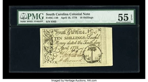 image for: South Carolina April 10, 1778 10s PMG About Uncirculated 55 EPQ....