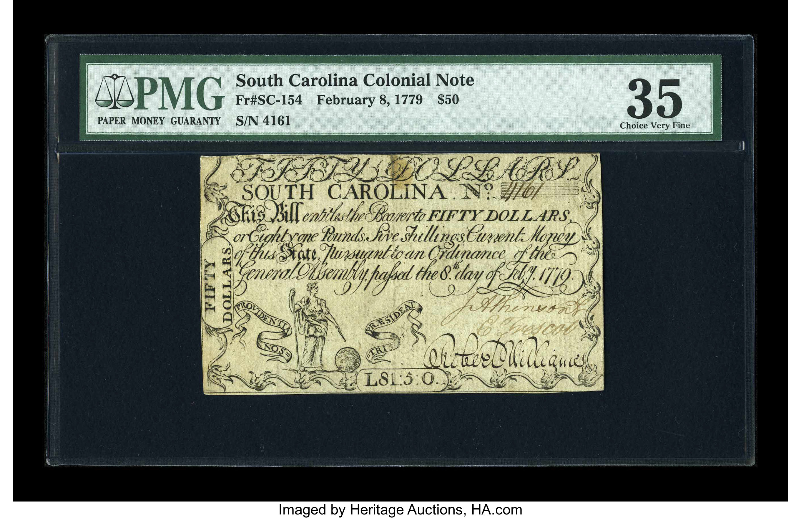 image for: South Carolina February 8, 1779 $50 PMG Choice Very Fine 35....