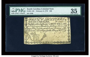 image for: South Carolina February 8, 1779 $60 PMG Choice Very Fine 35....