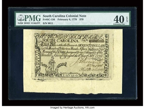 image for: South Carolina February 8, 1779 $70 PMG Extremely Fine 40 EPQ....