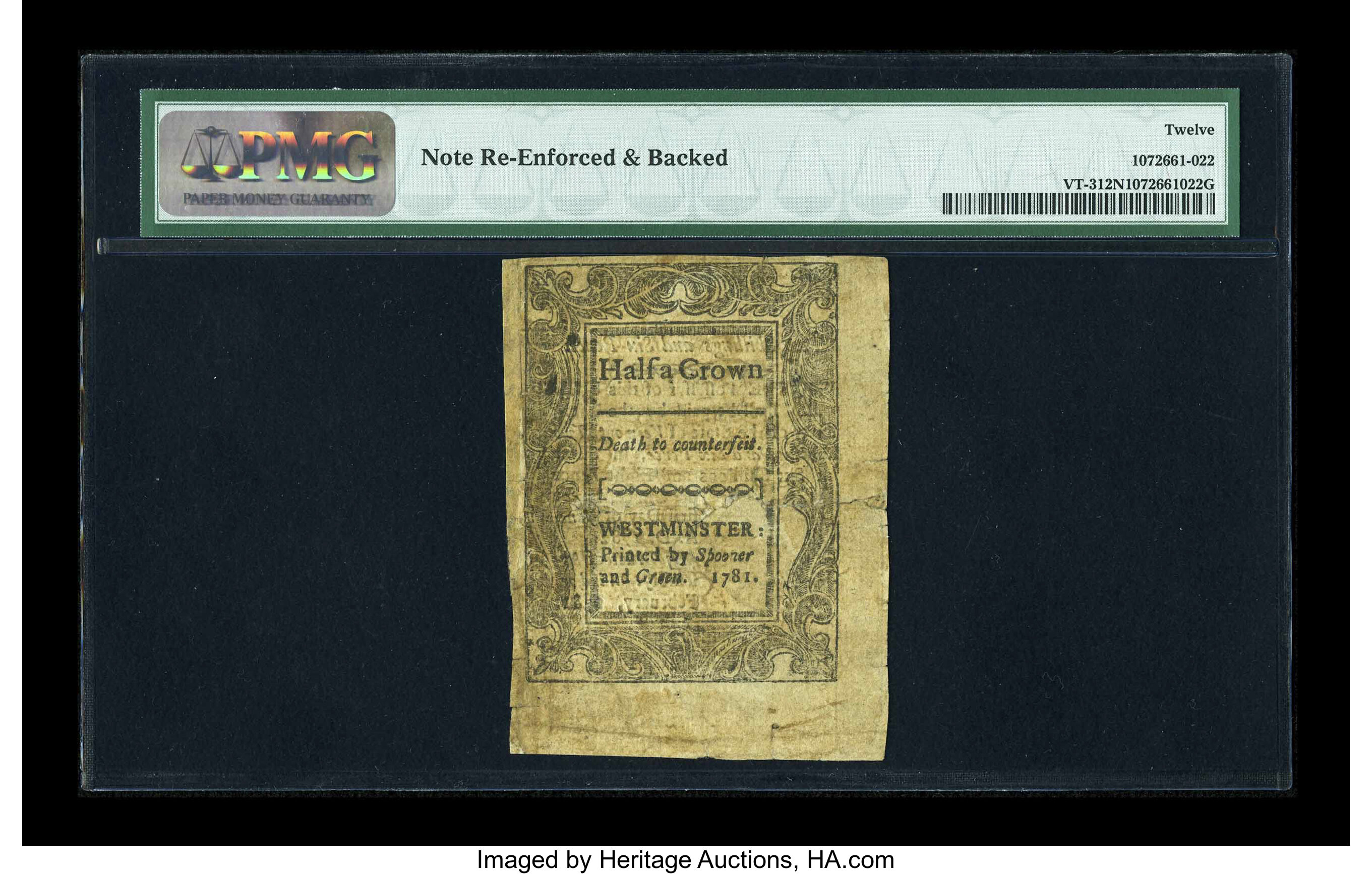 image for: Vermont February 1781 2s/6d PMG Fine 12 NET....