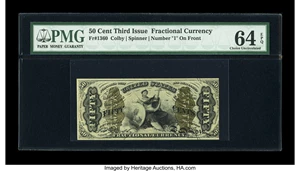 image for: Fr. 1360 50c Third Issue Justice PMG Choice Uncirculated 64 EPQ....