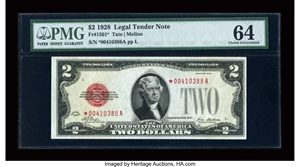 image for: Fr. 1501* $2 1928 Legal Tender Note. PMG Choice Uncirculated 64....
