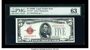 image for: Fr. 1527* $5 1928B Legal Tender Note. PMG Choice Uncirculated 63....