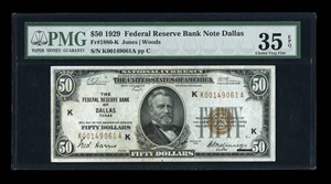 image for: Fr. 1880-K $50 1929 Federal Reserve Bank Note. PMG Choice Very Fine 35 EPQ....