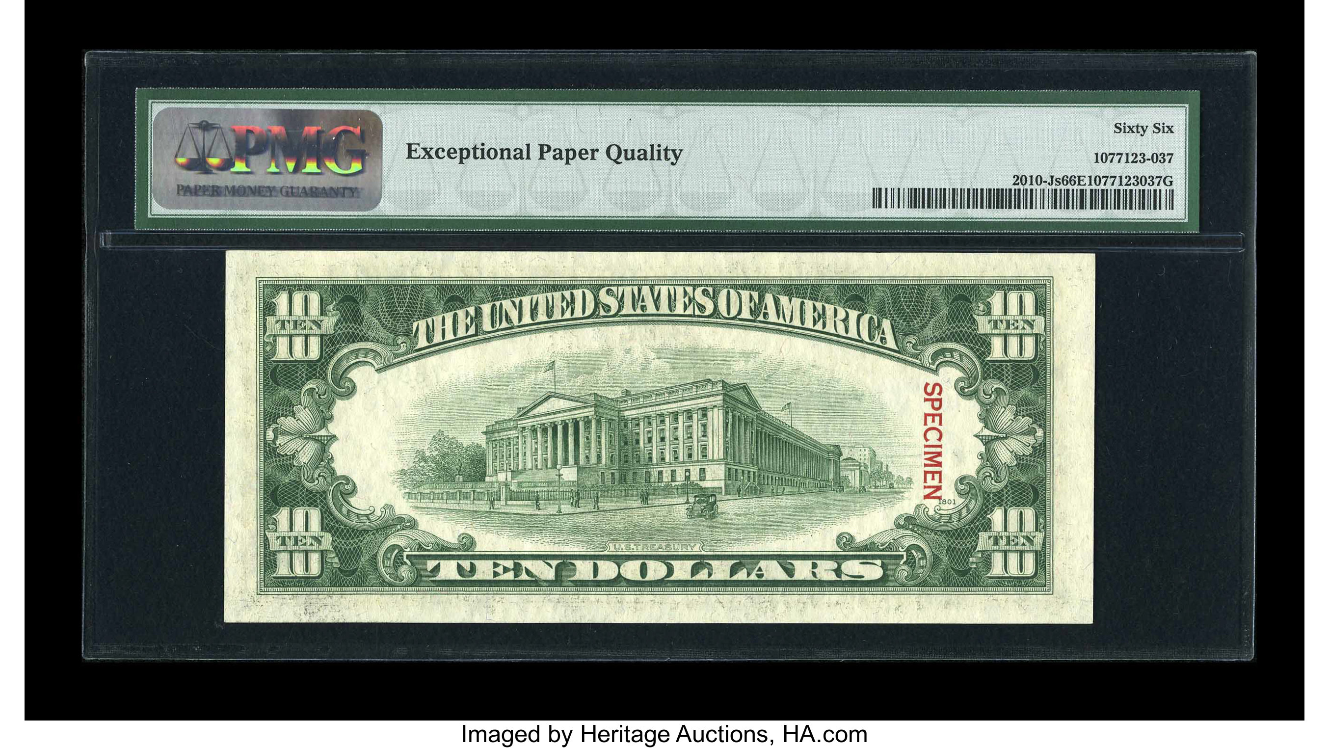 image for: Fr. 2010-J $10 1950 Specimen Federal Reserve Note. PMG Gem Uncirculated 66 EPQ....