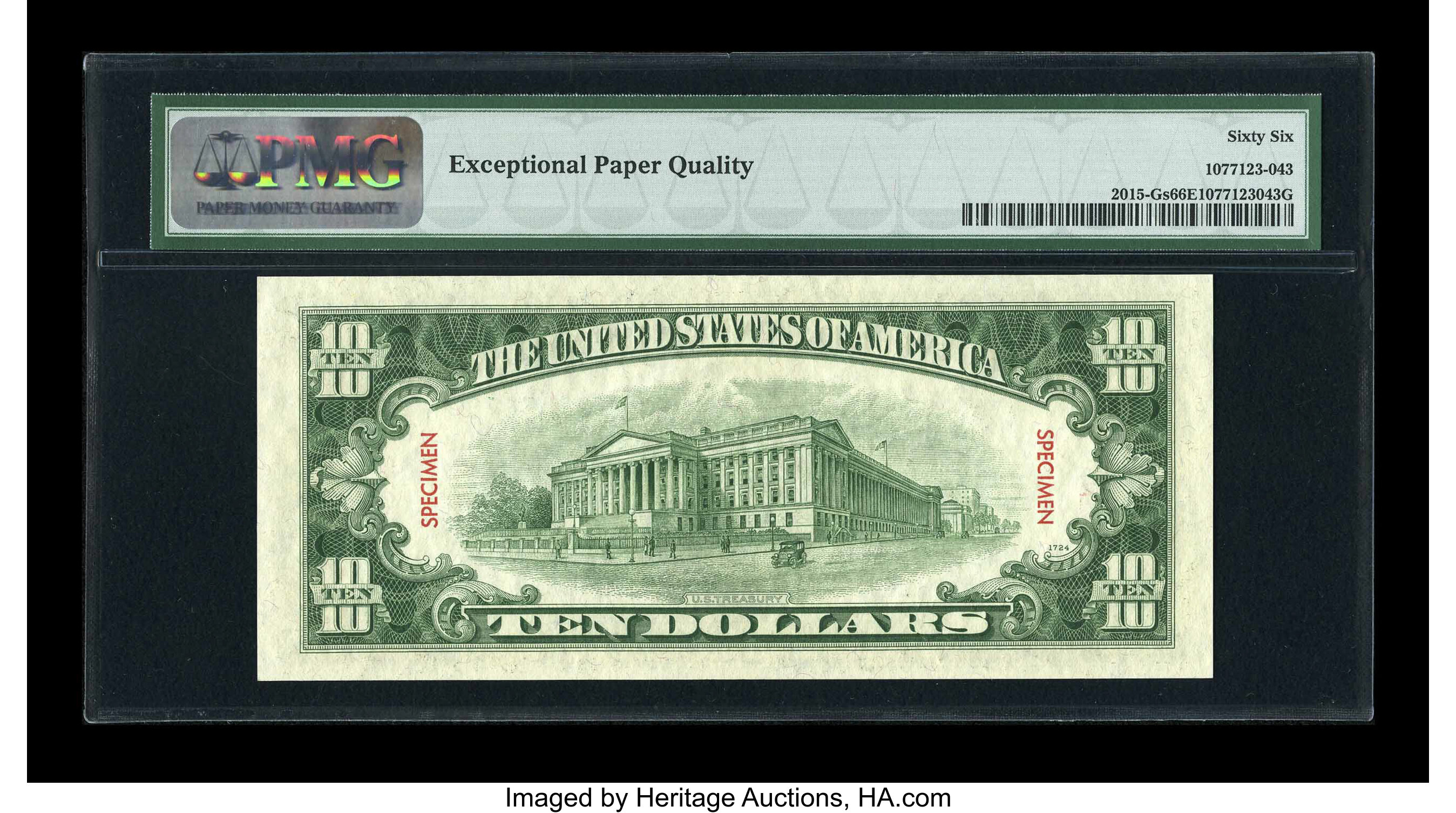 image for: Fr. 2015-G $10 1950E Specimen Federal Reserve Note. PMG Gem Uncirculated 66 EPQ....