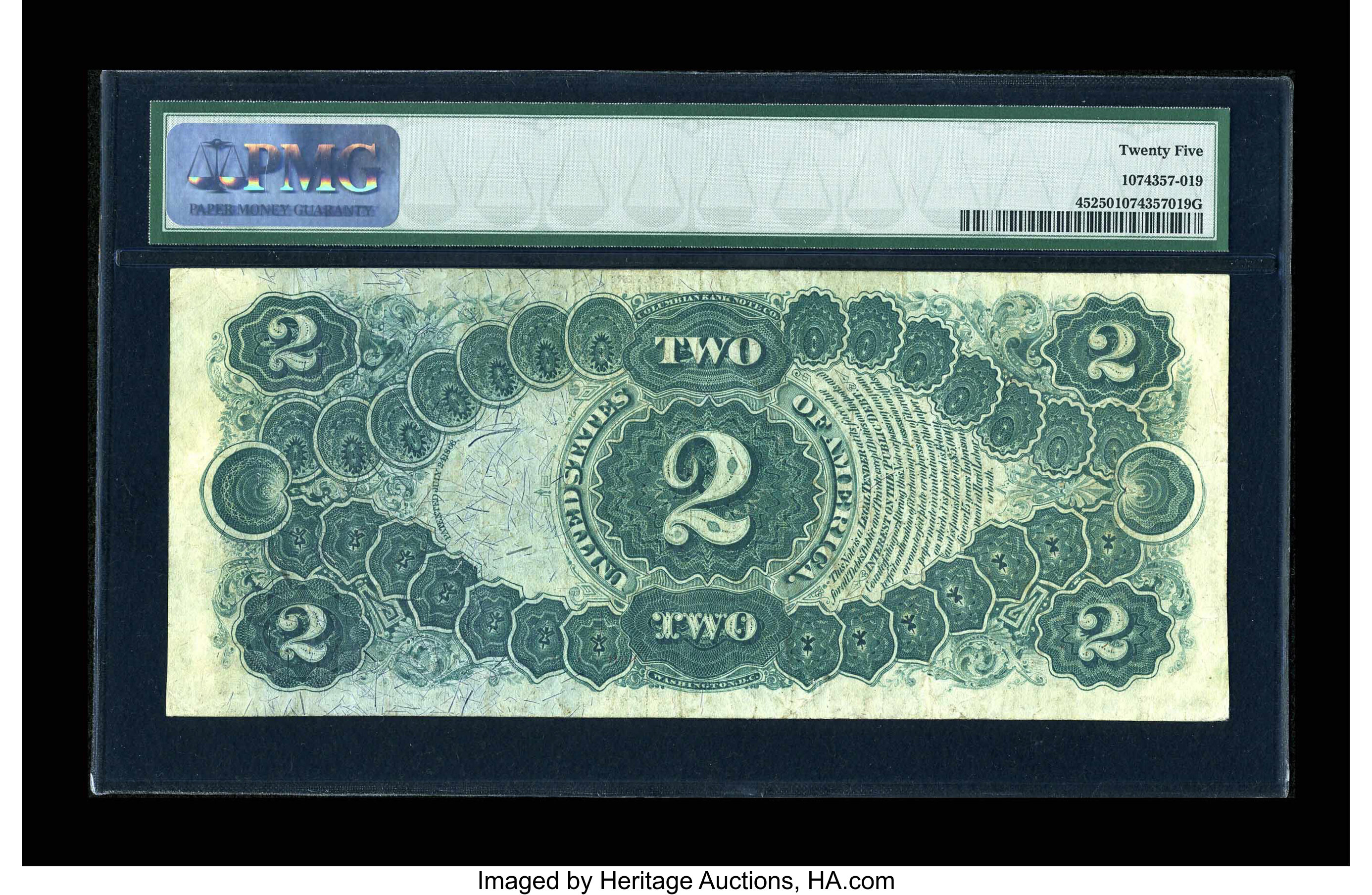 image for: Fr. 45 $2 1875 Legal Tender PMG Very Fine 25....