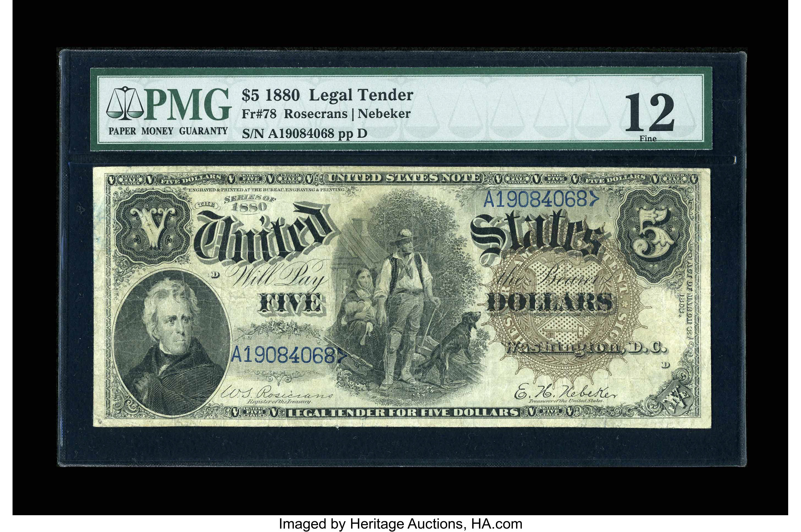 image for: Fr. 78 $5 1880 Legal Tender PMG Fine 12....
