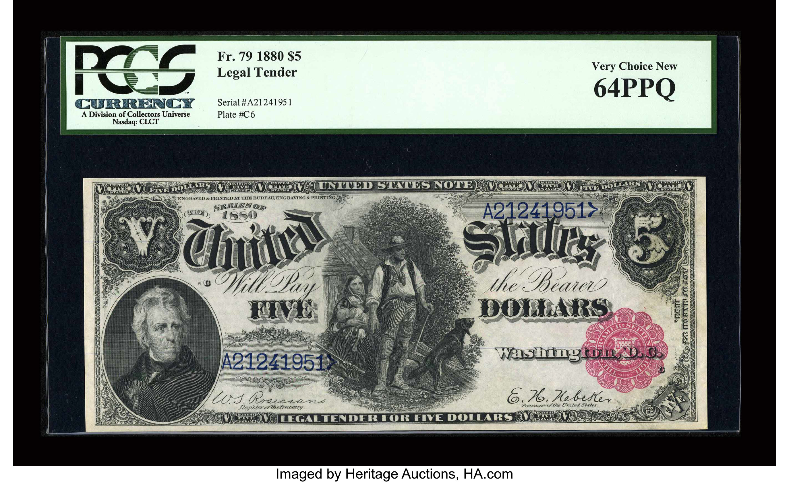 image for: Fr. 79 $5 1880 Legal Tender PCGS Very Choice New 64PPQ....