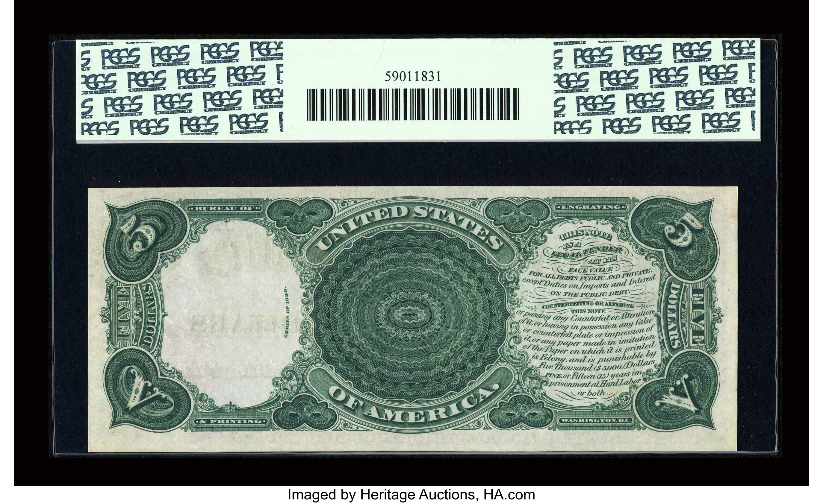 image for: Fr. 79 $5 1880 Legal Tender PCGS Very Choice New 64PPQ....
