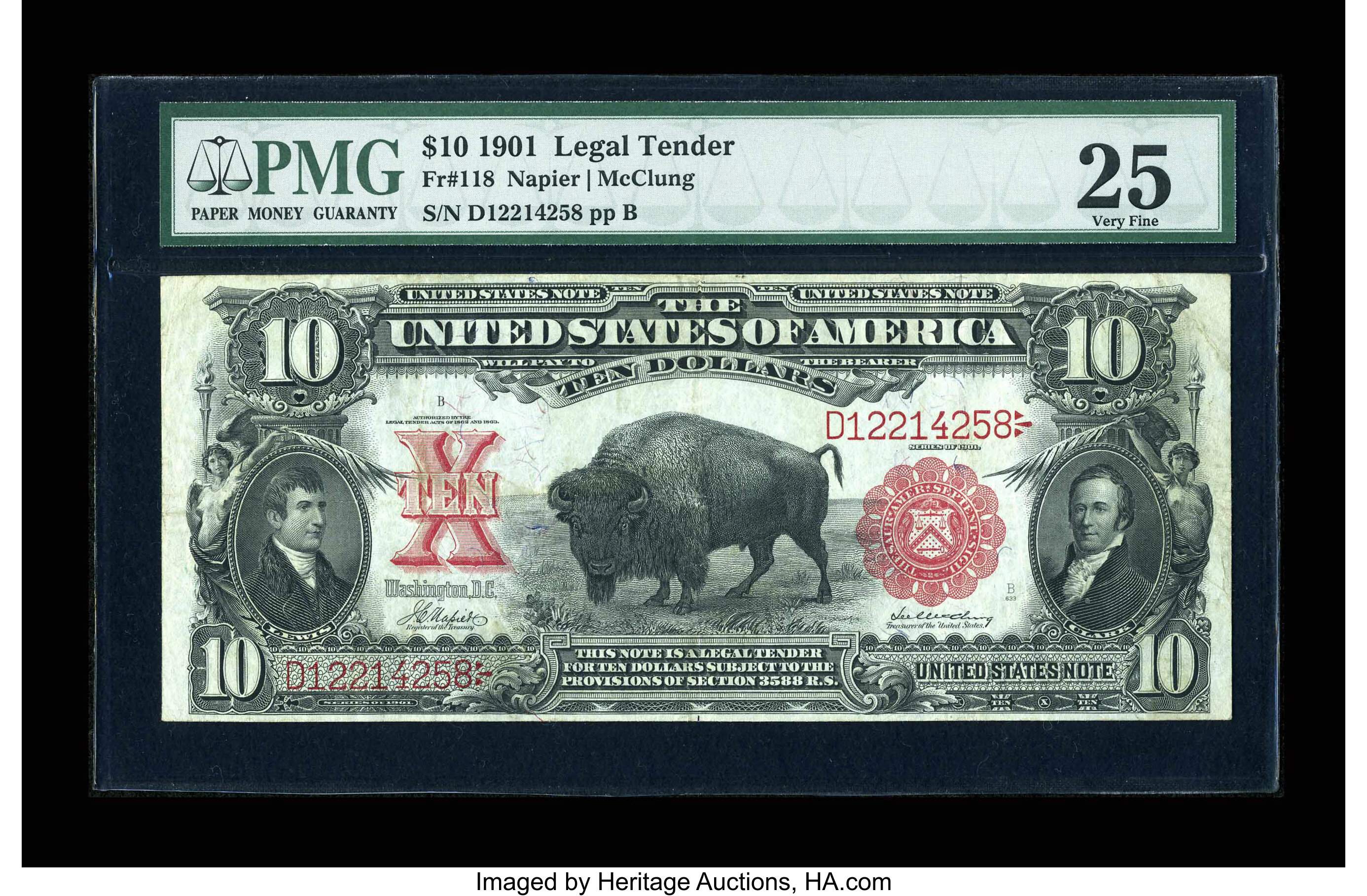 image for: Fr. 118 $10 1901 Legal Tender PMG Very Fine 25....