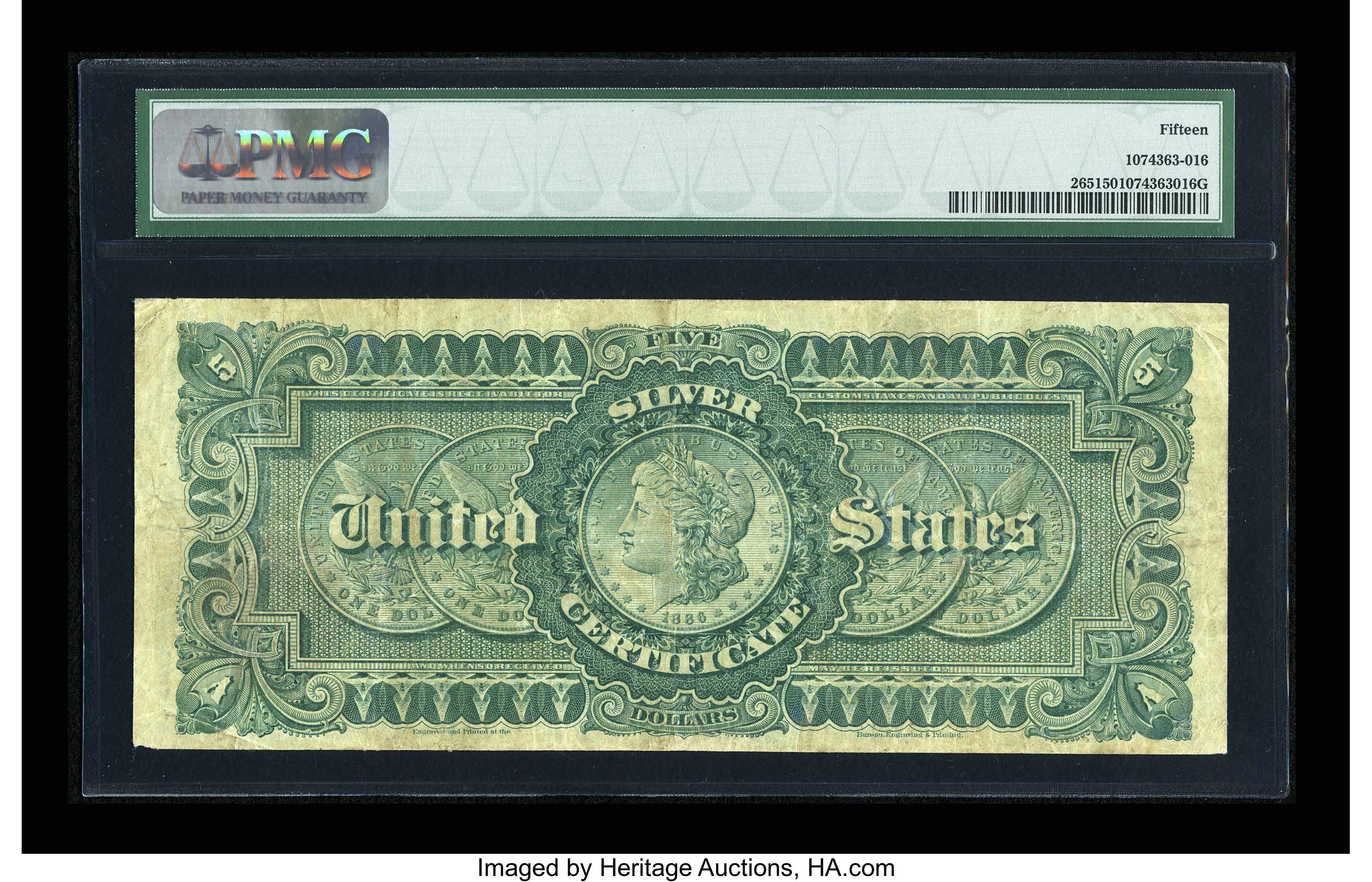 image for: Fr. 265 $5 1886 Silver Certificate PMG Choice Fine 15....