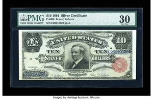 image for: Fr. 300 $10 1891 Silver Certificate PMG Very Fine 30....