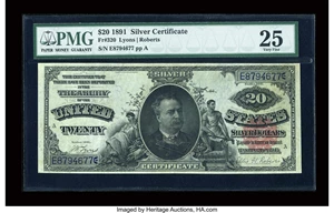 image for: Fr. 320 $20 1891 Silver Certificate PMG Very Fine 25....