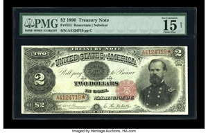 image for: Fr. 355 $2 1890 Treasury Note PMG Choice Fine 15 Net....