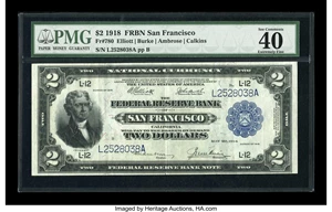 image for: Fr. 780 $2 1918 Federal Reserve Bank Note PMG Extremely Fine 40....