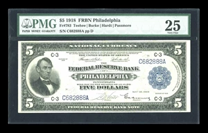 image for: Fr. 783 $5 1918 Federal Reserve Bank Note PMG Very Fine 25....