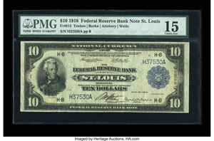 image for: Fr. 815 $10 1918 Federal Reserve Bank Note PMG Choice Fine 15....