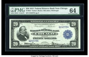 image for: Fr. 824 $20 1915 Federal Reserve Bank Note PMG Choice Uncirculated 64....
