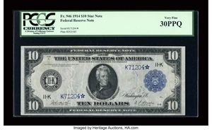 image for: Fr. 946 $10 1914 Federal Reserve Star Note PCGS Very Fine 30PPQ....