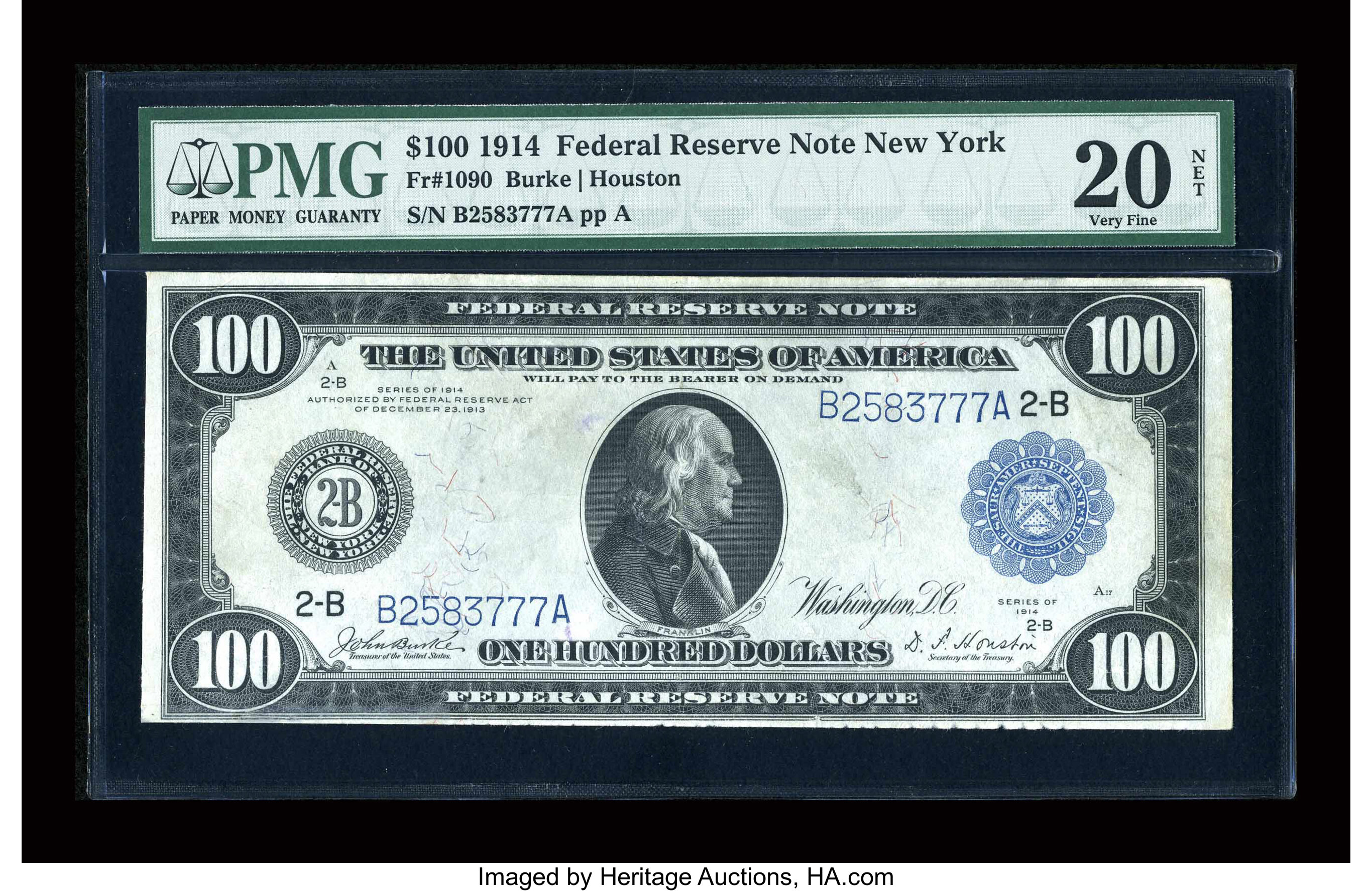 image for: Fr. 1090 $100 1914 Federal Reserve Note PMG Very Fine 20 Net....