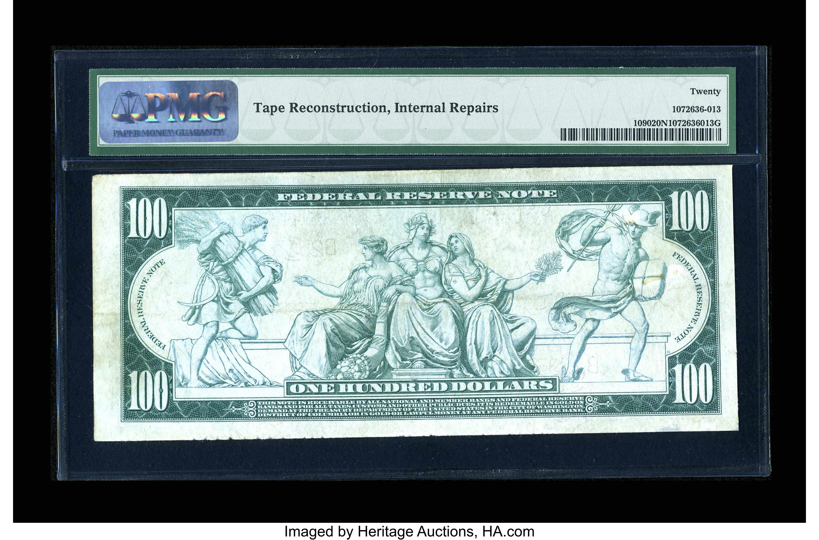 image for: Fr. 1090 $100 1914 Federal Reserve Note PMG Very Fine 20 Net....